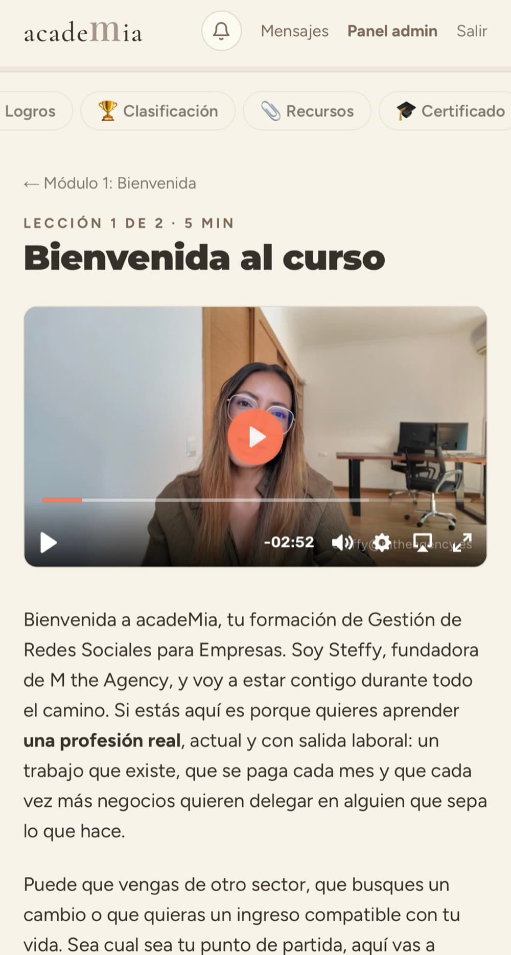 Una lección de acadeMia: vídeo, lección escrita y notas