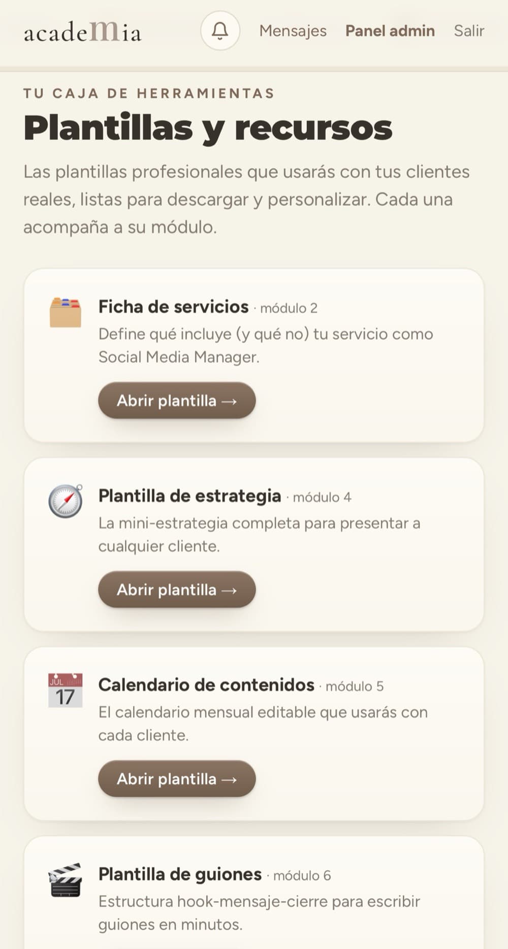 La caja de herramientas de acadeMia: plantillas profesionales